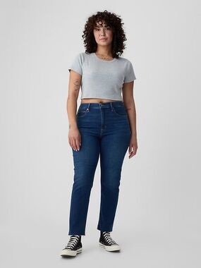 GAP High-Rise Straight Jeans in Dark Blue Wash